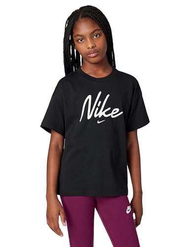 Nike Girls' Sportswear T-Shirt (Modern Script), Black, X-Small