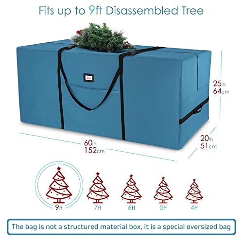 Image of Hearth & Harbor 9 ft Christmas Tree Storage Bag - Artificial Christmas Tree Bag with Reinforced Handles, Dual Zipper, Wide Opening - Large Storage Container for Trees and Decorations, 2 Piece set