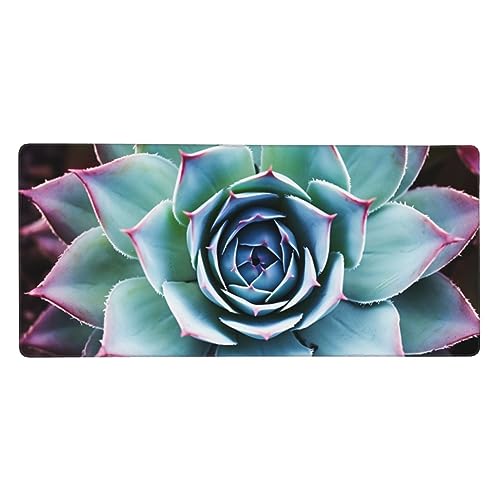 Tapis de souris de jeu étendu motif plantes succulentes avec surface lisse de 80 x 40 cm