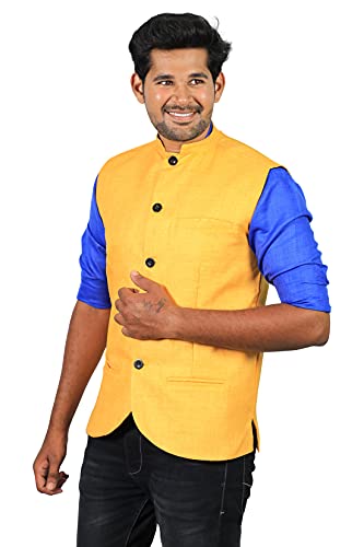 Image of PRAKASAM COTTON Men's Cotton Blend Nehru Jacket(Sleeveless wait coat)