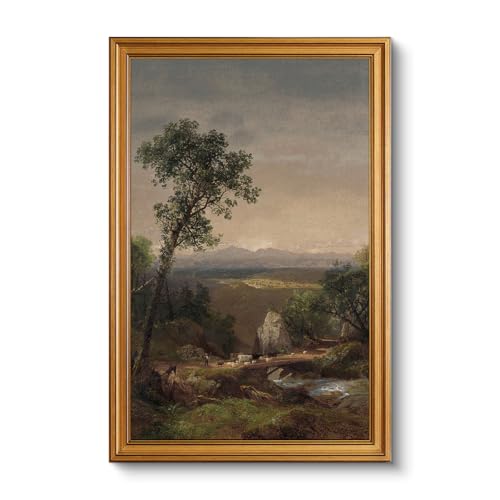 Image of VIYYIEA Vintage Large Framed Wall Art for Living Room, Landscape Canvas Prints Home Decor, Oil Painting Picture, Bedroom Wall Decor Gifts for Friends or Family -【White Mountain Scenery】-(24L x 16W)