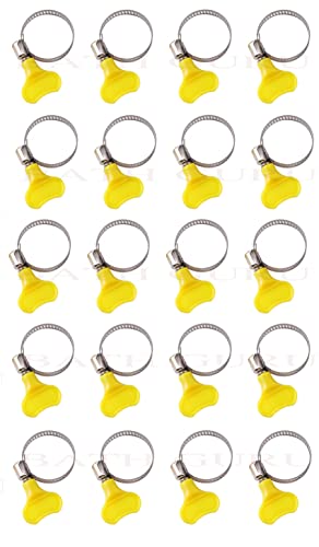 Image of BATH GURU Stainless Steel Hand Adjustable Worm Gear Key Type Hose Clamps 1.25 Inch Gas Water Tap Garden Pipe Clamp Clips for Plumbing Mechanical & Multi Uses (Pack Of 20, 1.25 Inch)