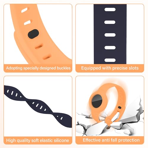 Airtag Bracelet for Kids Adjustable Airtag Watch-Style Wristband, Waterproof Silicone Airtag Holder, Compatible with Apple Airtag, 2-Pack / 8-Pack air tag Bracelet (Blue/Papaya 2 piece) — view 4