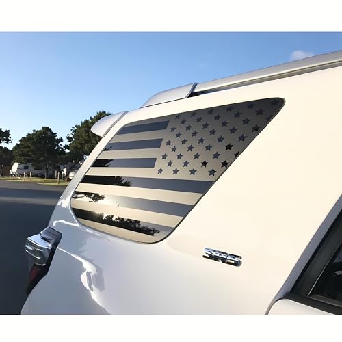 Image of Rear Flag Window Decal Fits Toyota 4Runner 5th Gen Accessories 2010-2017 2018 2019 2020 2021 2022 2023 2024, Precut Back Side Window Vinyl American Glass USA Sticker Exterior Accessories Matte Black