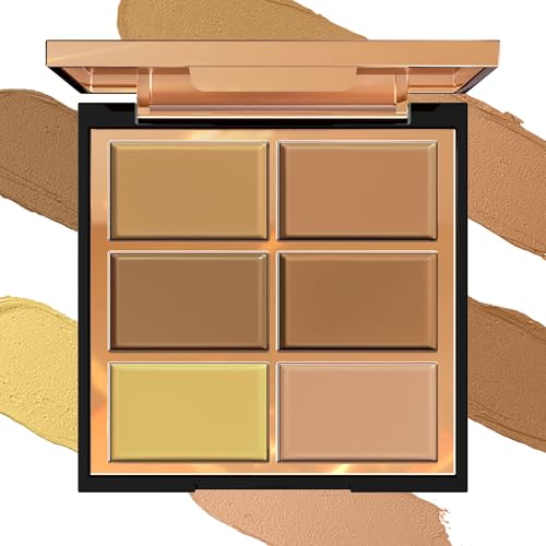 FV Professional 6-Color Correcting Concealer Palette - Full Coverage Cream Formula for Dark Circles,