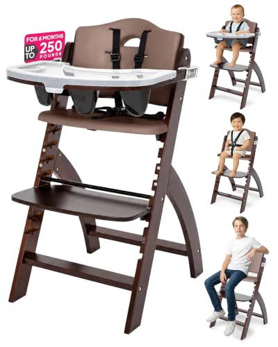 Image of Beyond Junior Y High Chair - Mahogany Wood - Soft Mocha