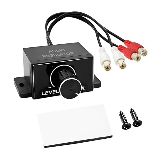 Universal Car RCA Level Controller Amplifier,Car Audio Low-End Control Knob,Equipped with 2 Screws and 1 Foam Tape,Suitable for Low-End Amplifier Volume Control Cables for Car and Motorcycle Speakers