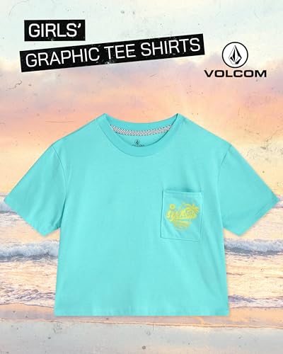 Image of Volcom Girls Shirts - Casual Crewneck Short Sleeve Graphic Tee Trendy Tops - Breathable Girls Summer Clothes