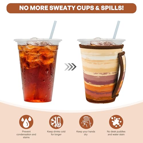 Image of 3Pk Reusable Coffee Sleeves, Neoprene, Floral Print Fits 16-32oz