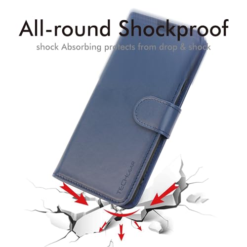 TECHGEAR Moto G04 / Moto E14 / Moto G24 / Moto G04s Phone Leather Wallet Case, Flip Protective Cover with [RFID BLOCKING] Wallet Card Holder, Stand & Wrist Strap, Blue PU Leather with Magnetic Clasp - Image 6