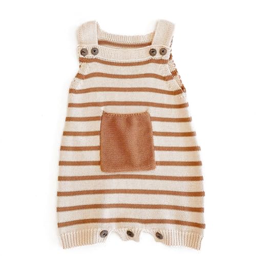Simplee kids Baby Girls Knit Rompers Newborn Baby Striped Sleeveless Jumpsuit Outfits