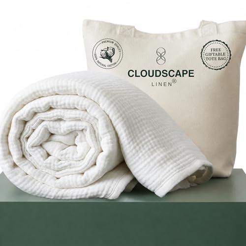 CLOUDSCAPE 4 Layer Muslin Blanket for Adults - 100% Cotton