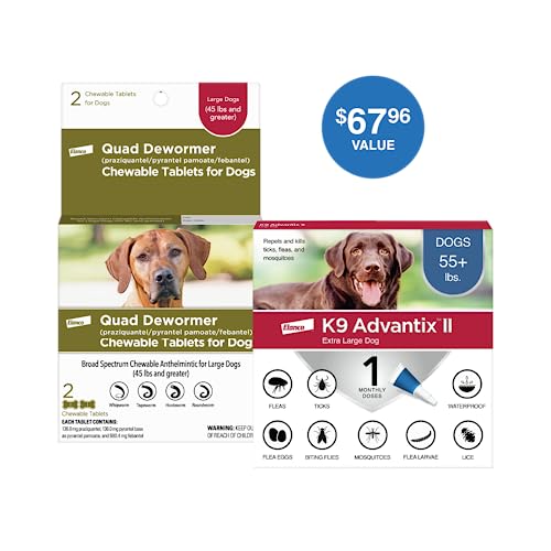 K9 Advantix Ii Vet-Recommended Flea, Tick, And Mosquito Prevention For Xl Dogs And Elanco Quad Dewormer Chewable Tablets For Large Dogs | 1-Pack + 2-Count #TOP1