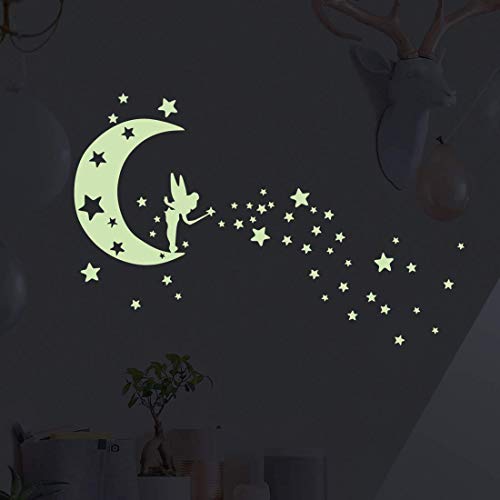 Moon Glow In The Dark Wall Stickers, Benbo Fairytale Fairy And Stars Vinyl Luminous Wall Decals For Nursery Kid's Room Diy Home Decor Mural Decoration #TOP7