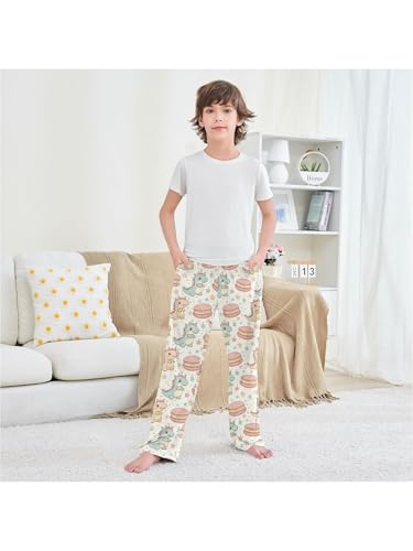 ZZKKO Cartoon Cute Dinosaur Macaron Boys Pants for Kids Jogger Pants with Pockets S 6