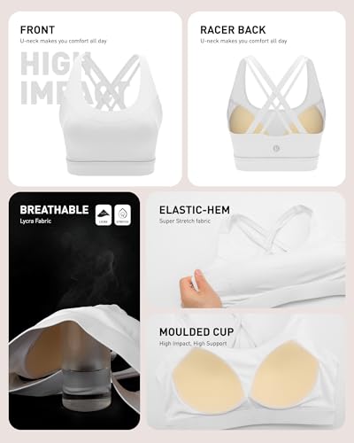 Image of RUNNING GIRL High Impact Sports Bra for Women,Criss-Cross Back Top with Moulded Cups Womens Sports Bra High Support