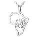 Produktbild U7 Damen Herren Kette Afrikanische Landkarte mit Elefant Anhänger Halskette platiniert Karte von Afrika mit 50+5cm Rolokette Modeschmuck Accessoire für Männer Frauen