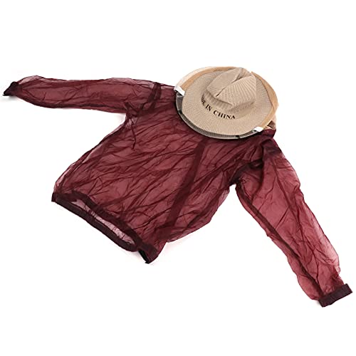 Chaqueta de apicultura con red roja que evita picaduras en el rostro