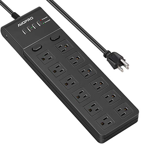 Power Strip with USB, AUOPRO 12 Outlets Surge Protector with 4 USB Ports(5V/4.2A)