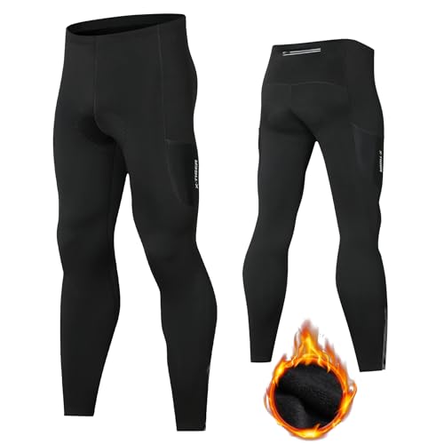 X-TIGER Men's Bicycle Pants Thermal 5D Padded Bike Tights with
