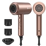 slopehill Professional Ionic Hair Dryer, Powerful 1800W Fast Drying Low Noise Blow Dryer with 2 Concentrator Nozzle 1 Diffuser Attachments for Home Salon Travel (Mocha Mousse)