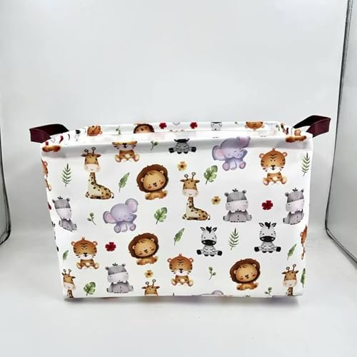 Image of Rectangle Storage Basket Cute Canvas Organizer Bin for Pet /Children Toys, Books, Clothes Perfect for Rooms /Playroom (Elephant)