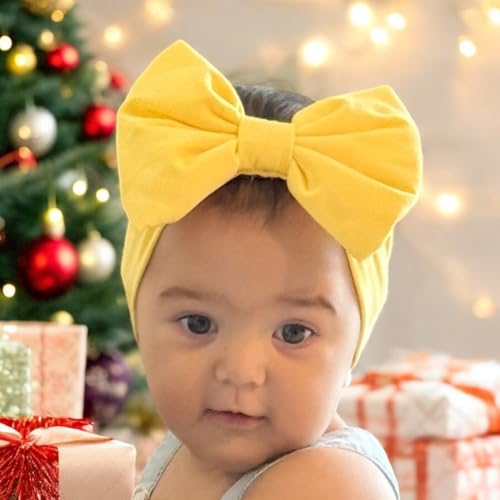 Baby Girl Headbands-Infant Toddler Cotton Handmade Hairbands with Big Bows Child Hair Accessories (Orange, 3-36 Month)2
