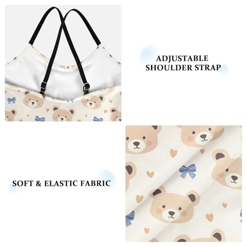 senya Girls Swimsuits One-Piece Swimwear Tie Bathing Suit Beach Summer Round Neck 9-10T Bear Blue Bow Pattern3