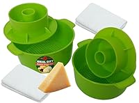 2 Stück Käseform für Käseherstellung Käse mit Kolben Farbe Grün – Käsezubehör – Käseform Form – Baumwolltuch zum Abseihen – Molde Para Queso Casero