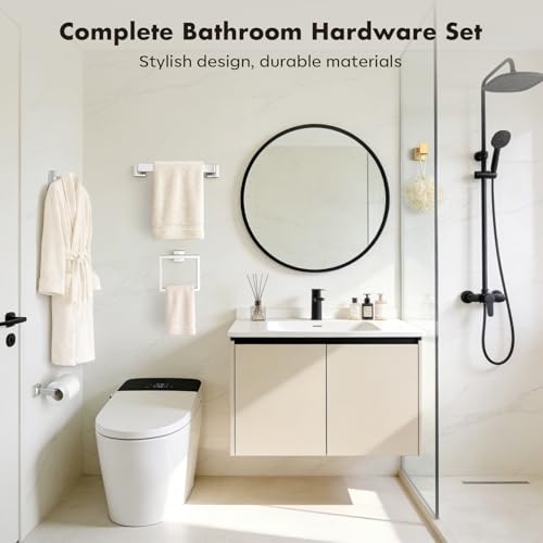 Image of 20-Pieces Brushed Nickel Bathroom Accessories Set, 16 Inch Towel Bar Set | Stainless Steel, Towel Ring, Toilet Paper Holder, Robe Hooks, Towel Racks for Bathroom Wall Mounted, Bathroom Hardware Set
