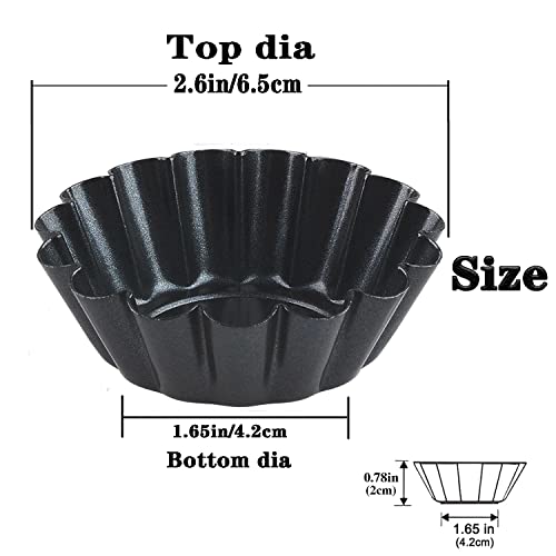 Egg Tart Molds 12PCS Tart Pan 2.6inch, Mini Carbon Steel Non Stick Tart Pans, Tart Molds For Baking (2.6 inch)