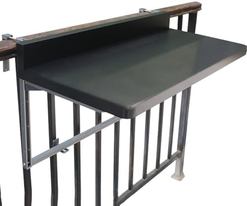 Adjustable Folding Balcony Table for Railing, 5-Level Outdoor Side Table for Patio & Garden, Coffee & Dining, Space-Saving Design (White, 100x39cm)