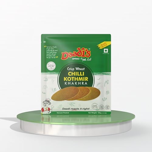 Image of Daadi's Crisp Wheat Chilly Kothmir Khakhra, 180g each (Pack of 6)
