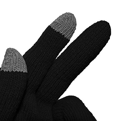 Touch Screen Winter Gloves Warm Touchscreen Woolen Mittens for Men Women Children - Black Pair