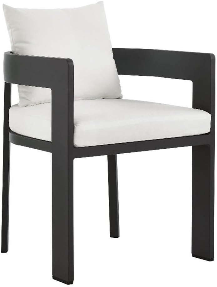 Modway Tahoe Outdoor Patio Powder-Coated Aluminum Fabric Dining Chair in Gray White