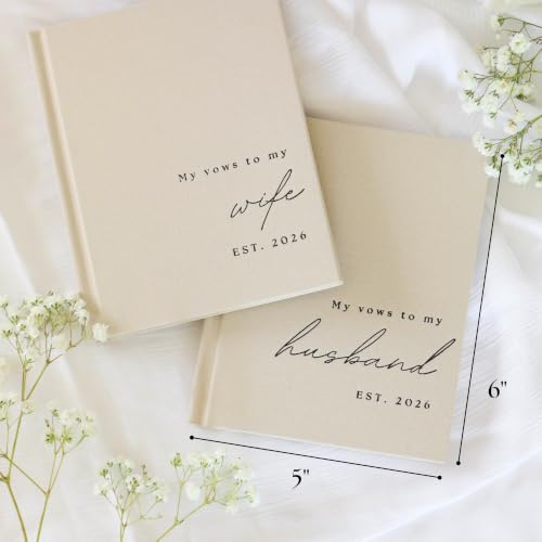 Image of Wedding Vow Books His and Hers 2 Pack Personalized 2026 Year Linen Vow Book