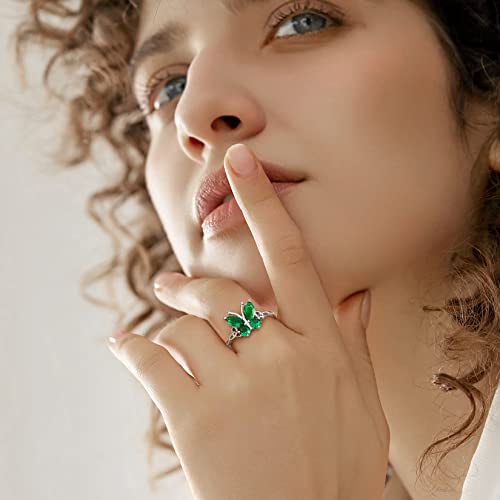 Green Butterfly Ring Adjustable Sterling Silver Celtic Knot Band Ring Sparkling Cz Emerald Rings For Women Statement Animal Ring Adjustable #TOP6