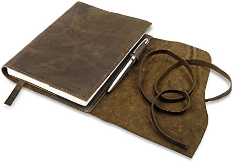 Leather Journal Refillable Notebook, Writing Journals for Women, Mens Journal Leather Notebook Cover with Pen, Leather Bound Blank Paper A5 Travelers Diary, Vintage Writing Travel Journal by MOONSTER®