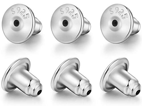Delecoe 14K Gold Bullet Locking Earring Backs For Diamond Studs,925 Sterling Silver Hypoallergenic Replacements Backings For Pierced Earrings, 3 Pairs 6Mm #TOP3