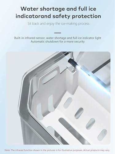ASHLGQB Eiswürfelmaschine, schnelle Eiszubereitung in nur 6-12 Minuten, mit 1,3 l Fassungsvermögen, LED-Anzeige, Eiswürfelmaschine für Bar, Zuhause, Restaurant 6 ASHLGQB Eiswürfelmaschine, schnelle Eiszubereitung in nur 6-12 Minuten, mit 1,3 l Fassungsvermögen, LED-Anzeige, Eiswürfelmaschine für Bar, Zuhause, Restaurant