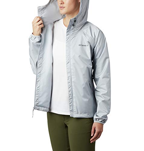 Columbia Jaqueta feminina Ulica, com capuz, à prova d'água, cinza Cirrus, 1X