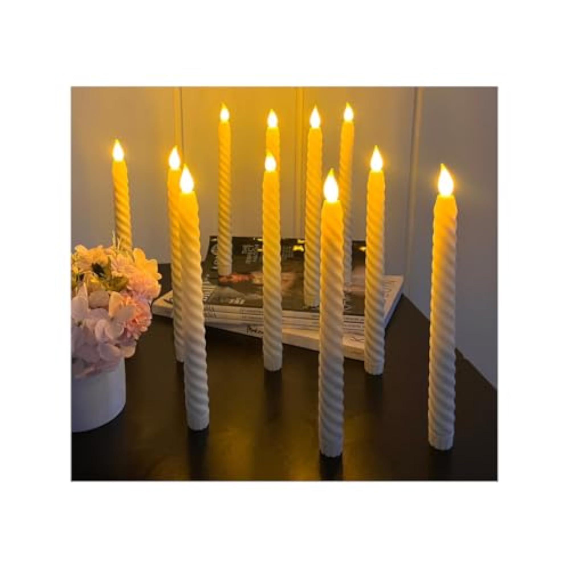 4 Pcs LED Flameless Spiral Taper Candles