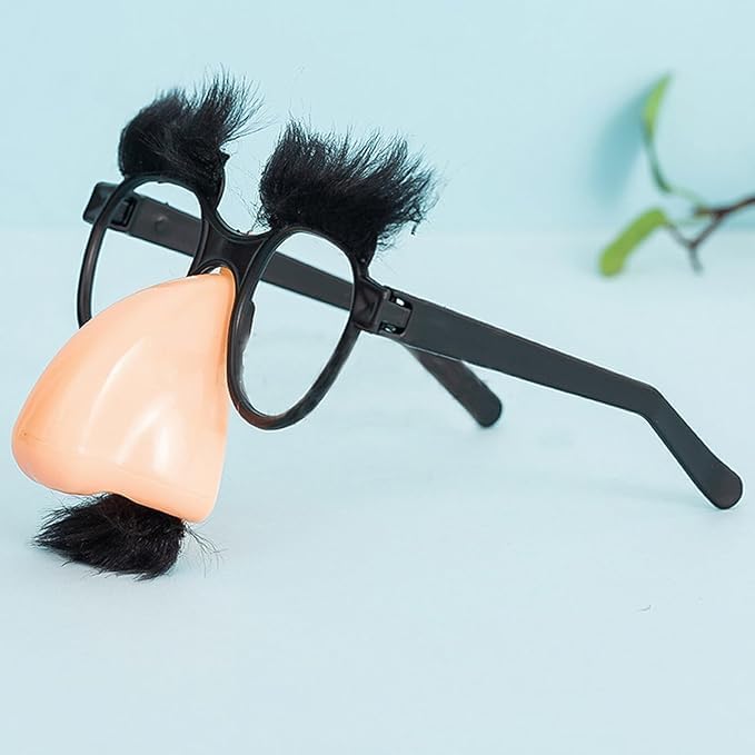 2 Pcs Disguise Glasses With Funny Nose - Comedy Style - Plastic Oval Frames - Perfect For Parties and Celebrations, Women's Costume Eyewear, Eyewear