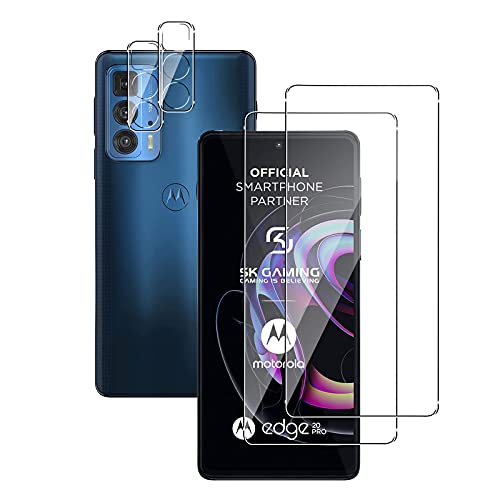 Funrae Verre Trempé Compatible avec Motorola moto Edge 20 Pro 5G [2 pièces]+[2 pièces]Caméra Arrière Protecteur, Protection Ecran[9H Dureté]Film Vitre en Trempé [Sans Bulles]Film Protection écran Cover