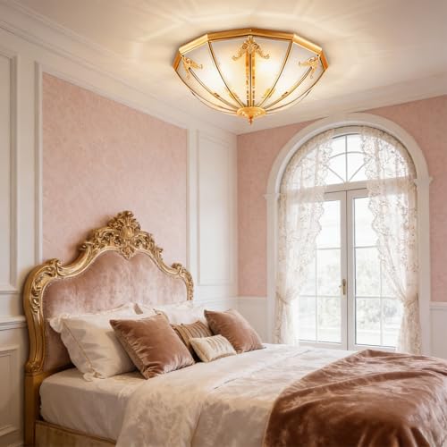 MIXL 18 Inch Brass Flush Mount Ceiling Light Fixture for Living Room by MIXL - Used condition - Image 4