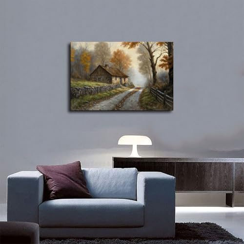 ANFOTCM Impression sur toile vintage - Paysage d'automne rustique - Pour chambre à coucher, bureau, chambre - Cadeau - 40 x 60 cm – vue 5
