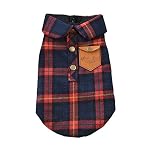 Harikaji Small Pet Clothes, England Plaid Double Layer Flannel T-Shirt Autumn Winter Warm Dog Clothe