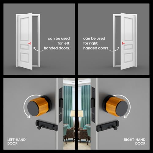 Image of LAPO Superior Brass Bathroom Door Lock | Stylish Black Finish Handleset with Baby Latch for Balcony, Storeroom & Office Doors | Exclusive Design & Superior Durability | 3 Years Warranty Ro-158