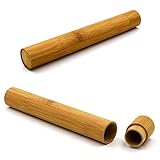 PUTYSUUN Travel Size Natural Bamboo Toothbrush Case, Toothbrush Travel Containers, 2 Pack