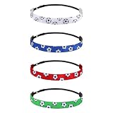 AMCAMI Soccer Headbands for Girls Women, 4 Pcs Non Slip Sports Headbands, Elastic Hair Accessories for Soccer Game FIFA World Cup